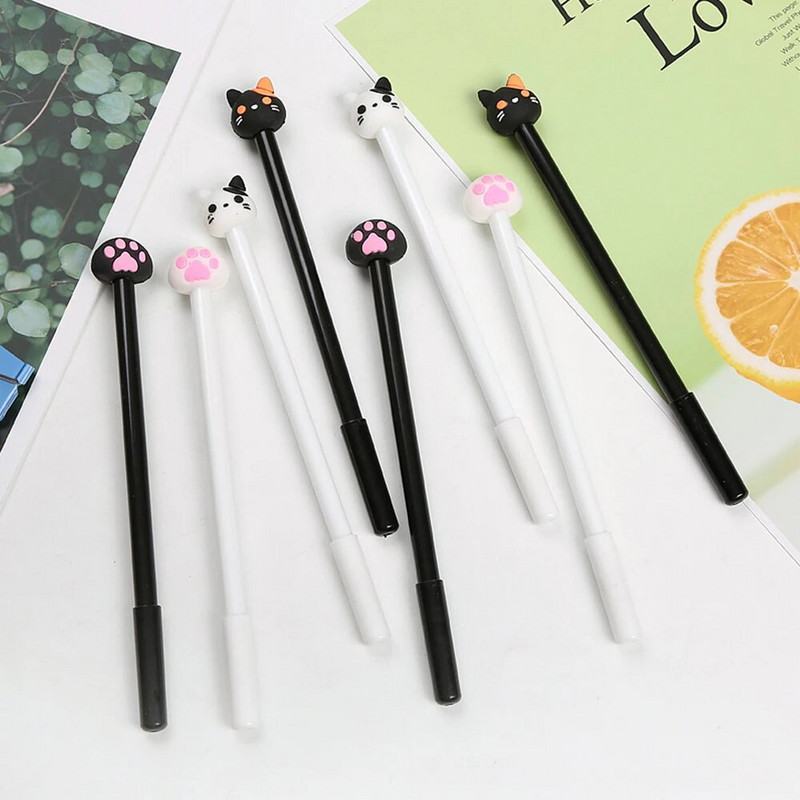 Kawaii Kitten Paw gēla pildspalvas Jauki multfilmu kaķu rakstīšanas pildspalvas Studentu kancelejas piederumi Skolas biroja piederumi Radošas dāvanas draugiem