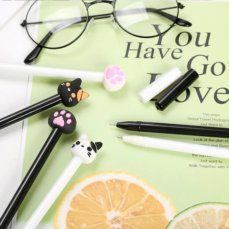 Kawaii Kitten Paw gēla pildspalvas Jauki multfilmu kaķu rakstīšanas pildspalvas Studentu kancelejas piederumi Skolas biroja piederumi Radošas dāvanas draugiem