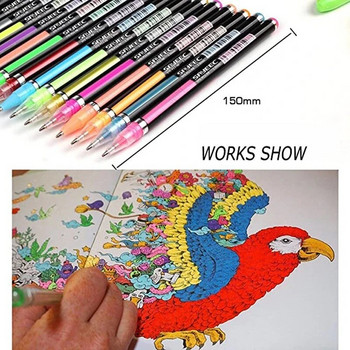 12/24Pcs Metallic Glitter Colors Gel στυλό για σχολικό γραφείο Βιβλίο ζωγραφικής για ενήλικες Περιοδικά Μαρκαδόροι ζωγραφικής τέχνης Προώθηση στυλό Cute
