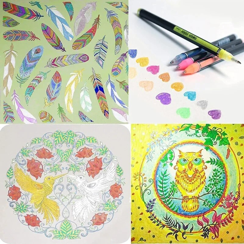 12/24 tk Metallic Glitter Colors Geelpliiatsid koolikontorisse Täiskasvanute värvimisraamatute ajakirjad Joonistuskunsti markerid Reklaampliiats armas
