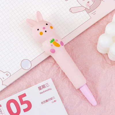 Stresa mazināšanas gēla pildspalvas Kawaii Rabbit Squishy Foam Signature Pildspalvas Jauki rullīšu pildspalvas skolas korejiešu kancelejas piederumiem biroja piederumi