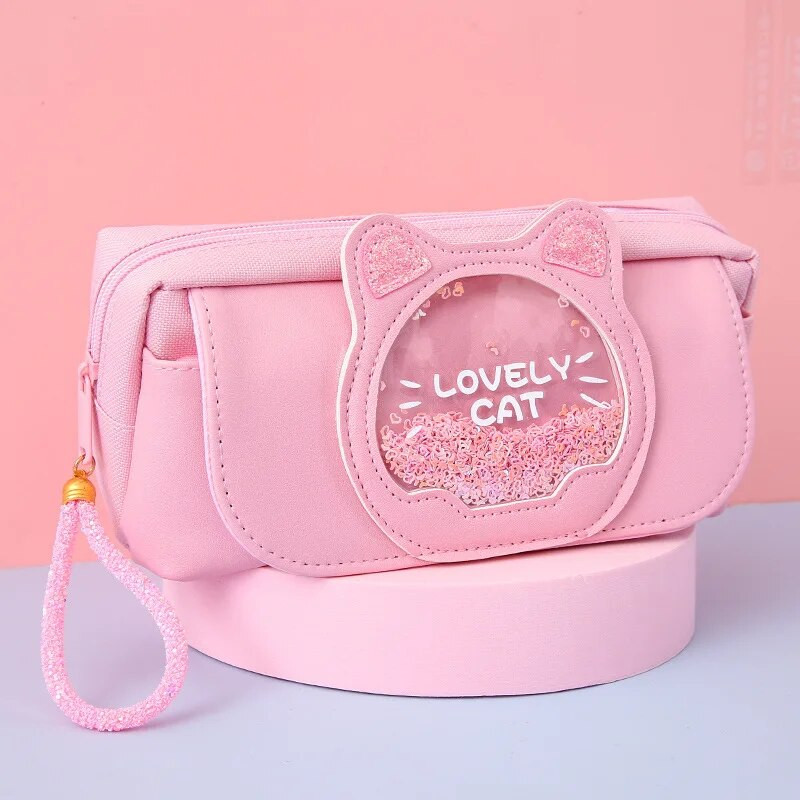 kassi pliiatsikott armas pliiatsikott Kolm kihti Suur pliiatsikarp tüdrukud kawaii Kirjatarvete kott multifilm loomad pliiatsikott õpilane