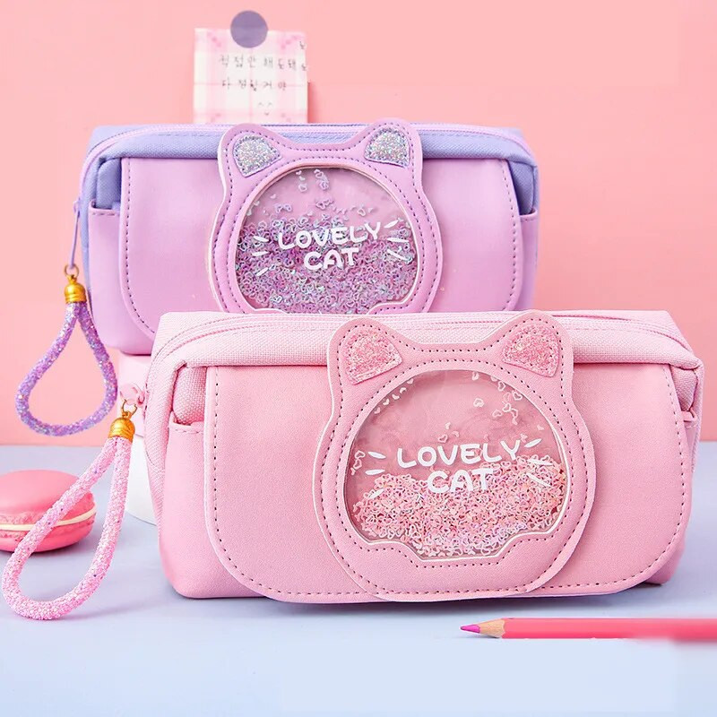 kassi pliiatsikott armas pliiatsikott Kolm kihti Suur pliiatsikarp tüdrukud kawaii Kirjatarvete kott multifilm loomad pliiatsikott õpilane