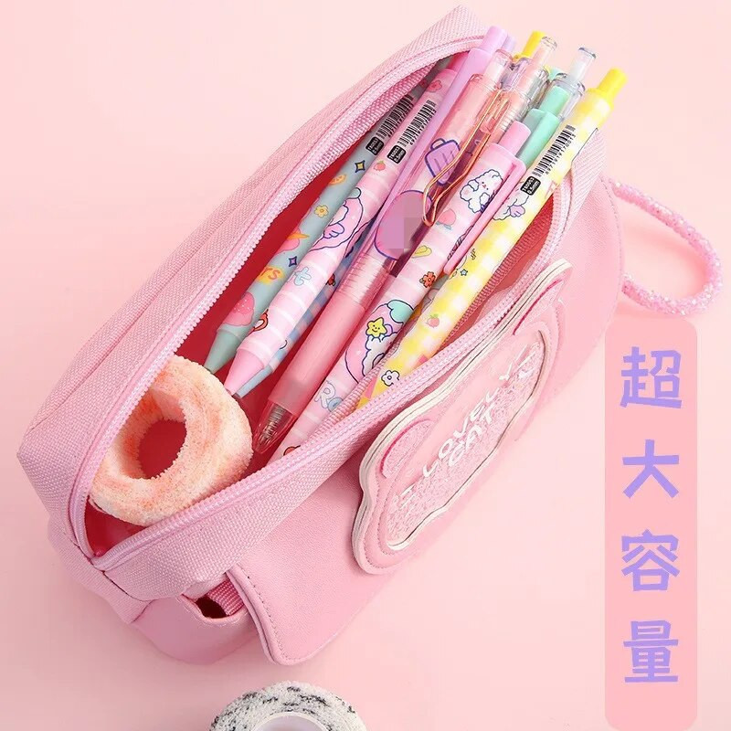 kassi pliiatsikott armas pliiatsikott Kolm kihti Suur pliiatsikarp tüdrukud kawaii Kirjatarvete kott multifilm loomad pliiatsikott õpilane