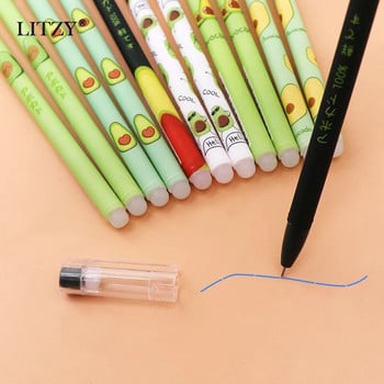 27 τεμάχια/Παρτίδα Avocado Erasable Gel Pen Blue Ink 0,5mm Πλενόμενη λαβή στυλό Kawaii Stationery Ράβδοι αναπλήρωσης για σχολικά εργαλεία γραφής