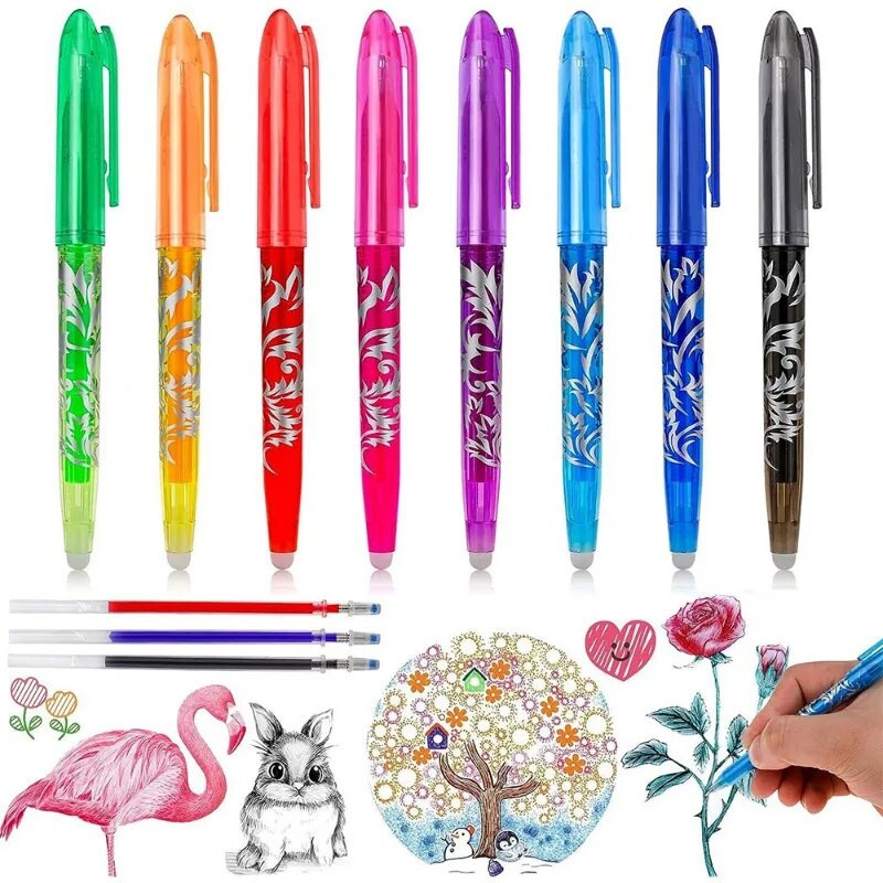 8 krāsu dzēšama gēla pildspalva 0,5 mm Kawaii pildspalvas Studentu daudzkrāsu rakstīšanas zīmēšanas rīki Biroja skolas piederumi Jauki rakstāmpiederumi