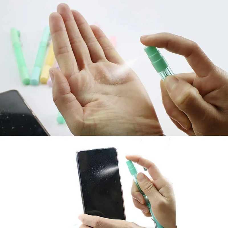 1 gab plastmasas krāsaina lodīšu pildspalva, izsmidzināma gēla pildspalva, dezinficējoša pildspalva ceļojumu smaržu pudelīte biroja kancelejas piederumu rakstīšanai