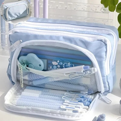 Nešvarus juodas, didelės talpos pieštukų krepšys, estetiškas mokyklinis dėklas, raštinės reikmenų laikiklis, krepšys berniukams ir mergaitėms, mokykliniai reikmenys