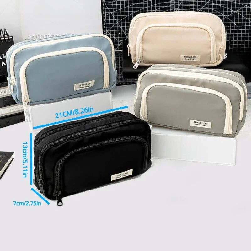 Nešvarus juodas, didelės talpos pieštukų krepšys, estetiškas mokyklinis dėklas, raštinės reikmenų laikiklis, krepšys berniukams ir mergaitėms, mokykliniai reikmenys