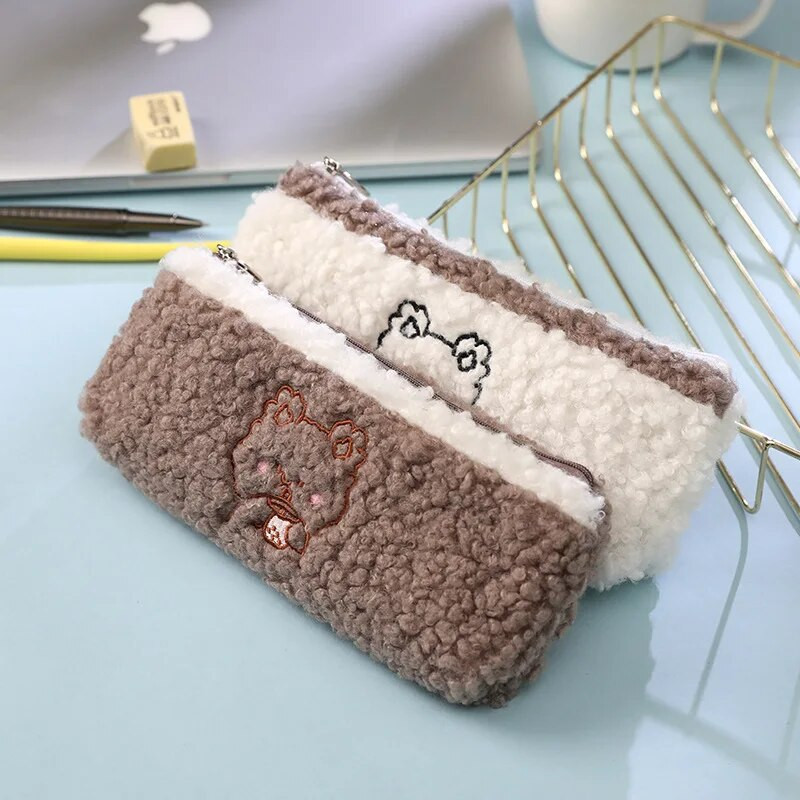1Gb Kawaii zīmuļu futrālis Plīša lācis Dāvana Estuches skolas zīmuļu kastīte Pencils soma Skolas piederumi Kancelejas piederumi