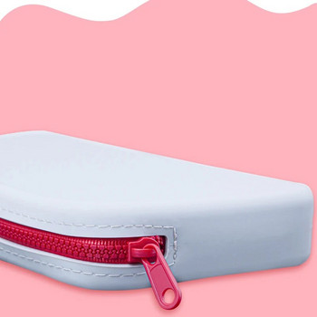 Малка квадратна силиконова чанта за съхранение на козметика Голям капацитет Поставка за четки за грим за пътуване Преносим козметичен водоустойчив органайзер