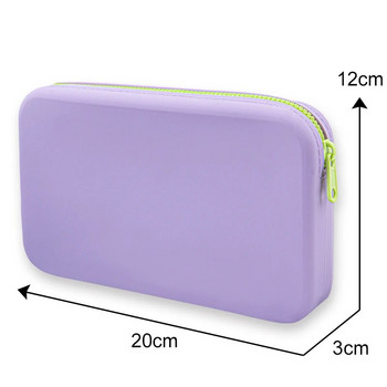 Малка квадратна силиконова чанта за съхранение на козметика Голям капацитет Поставка за четки за грим за пътуване Преносим козметичен водоустойчив органайзер