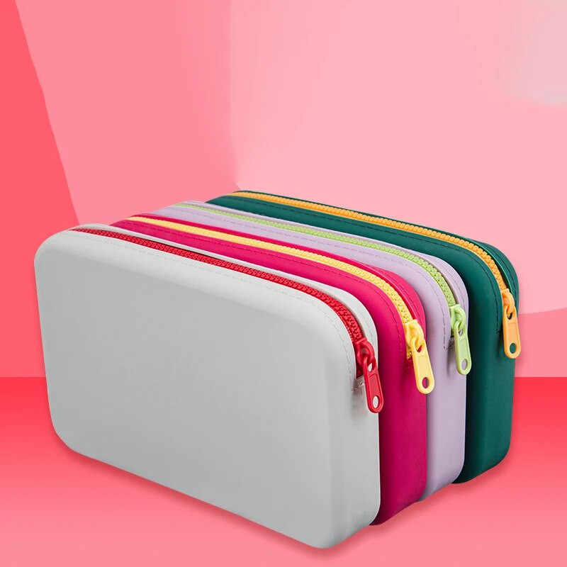 Μικρή τετράγωνη τσάντα αποθήκευσης καλλυντικών σιλικόνης Μεγάλης χωρητικότητας Θήκη πινέλου μακιγιάζ ταξιδιού Φορητή αδιάβροχη οργάνωση καλλυντικών