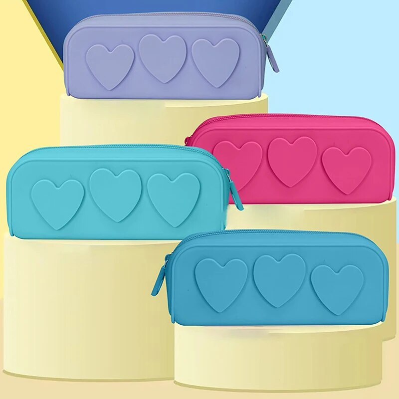 Silikona maisiņi ar rāvējslēdzēju, atkārtoti lietojama sirds, silikona soma, kosmētikas soma, pārnēsājams kosmētikas otu futrālis sievietēm
