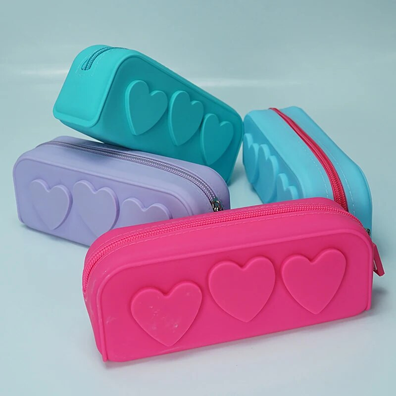 Silikona maisiņi ar rāvējslēdzēju, atkārtoti lietojama sirds, silikona soma, kosmētikas soma, pārnēsājams kosmētikas otu futrālis sievietēm