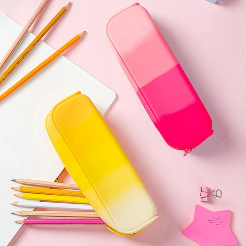 Silikona zīmuļu futrālis gradienta krāsu zīmuļu rakstāmpiederumi liela ietilpība ūdensizturīgs zīmuļu maisiņš Studentu kancelejas piederumu uzglabāšanas piederumi
