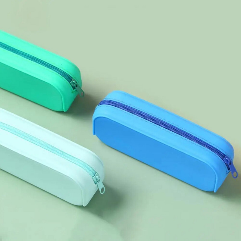 Lielas ietilpības ūdensnecaurlaidīgs silikona zīmuļu futrālis Sakārtojiet kancelejas piederumu aplauzuma skolas piederumus, izmantojot šo rāvējslēdzēja glabāšanas maisiņu