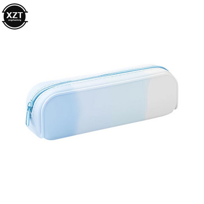 Uus loominguline gradientvärviline pliiatsiümbris Kawaii suure mahutavusega silikoonist pliiatsi kott Õpilase kirjatarvete kott Hoiukott koolitarbed