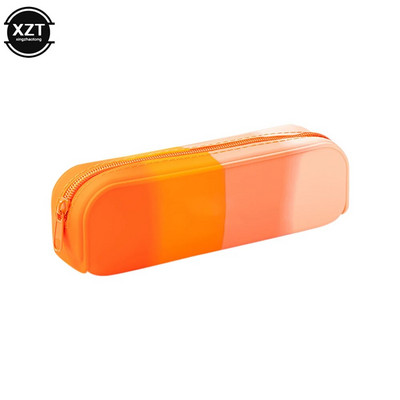 Uus loominguline gradientvärviline pliiatsiümbris Kawaii suure mahutavusega silikoonist pliiatsi kott Õpilase kirjatarvete kott Hoiukott koolitarbed