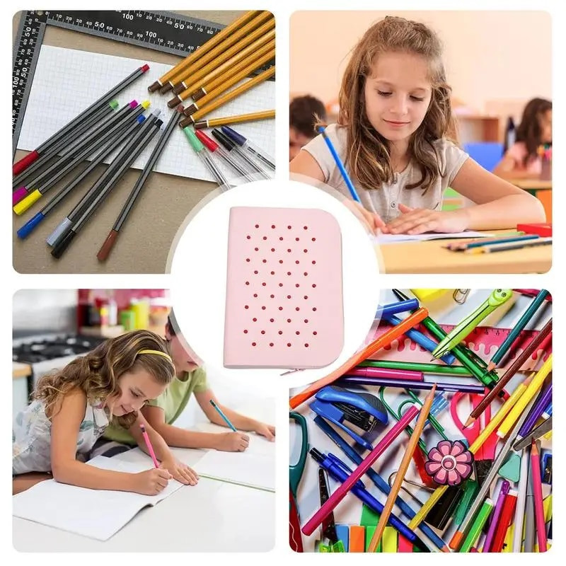 Τρύπες Μαλακή μολυβοθήκη σιλικόνης Σχολικό φερμουάρ στυλό μεγάλης χωρητικότητας χαρτικά τσάντα αποθήκευσης μακιγιάζ Organizer Παιδικό δώρο