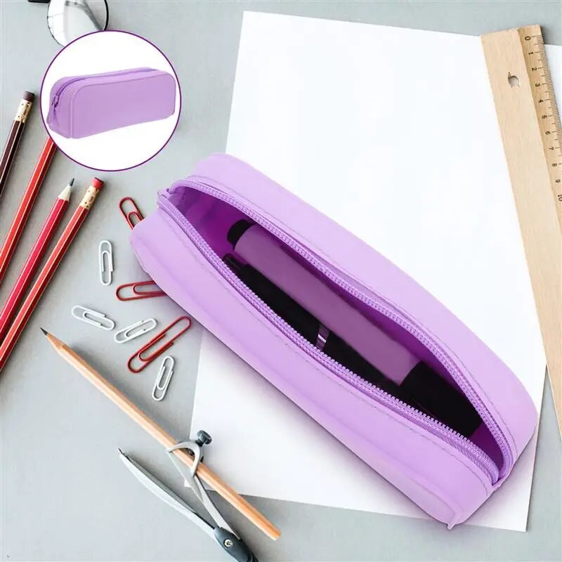 Zīmuļu futrālis Krāsains silikona zīmuļu organizators Estētisks viegls pildspalvu maisiņš Pārnēsājams pildspalvu maisiņš Pencil Bag Kancelejas preces Students