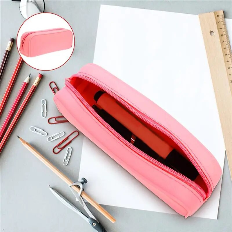Zīmuļu futrālis Krāsains silikona zīmuļu organizators Estētisks viegls pildspalvu maisiņš Pārnēsājams pildspalvu maisiņš Pencil Bag Kancelejas preces Students