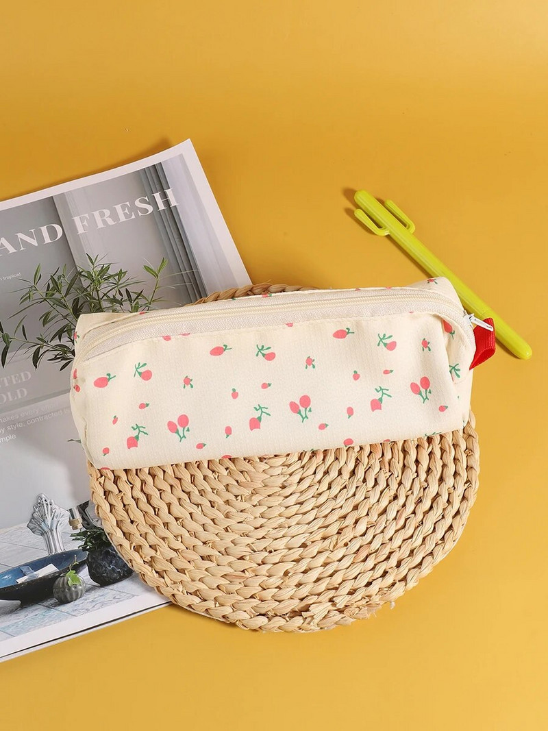 1 gab Mazs ziedu zīmuļu futrālis Jauki, svaigi un pārnēsājami skolas piederumi