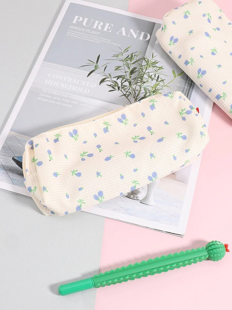 1 gab Mazs ziedu zīmuļu futrālis Jauki, svaigi un pārnēsājami skolas piederumi