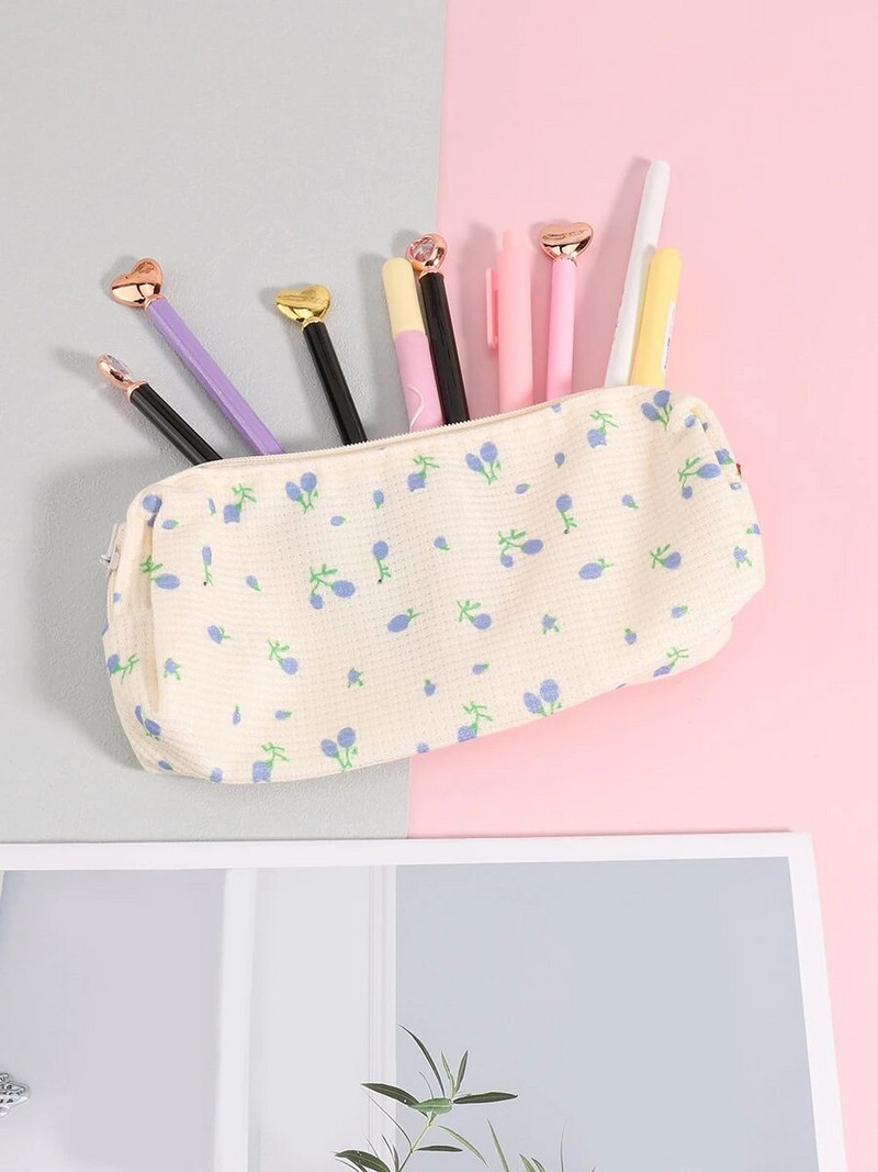 1 gab Mazs ziedu zīmuļu futrālis Jauki, svaigi un pārnēsājami skolas piederumi
