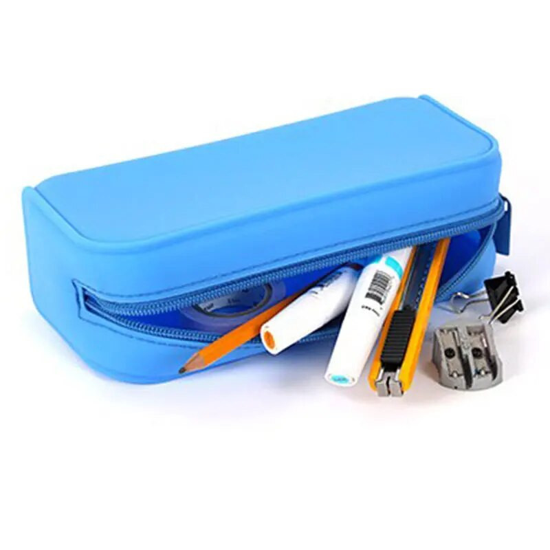 Veekindel pehme silikoonist pliiatsiümbris tõmblukk suure mahutavusega kontorikooli õpilaste lastepliiats kirjatarvete meigihoiukoti korraldaja