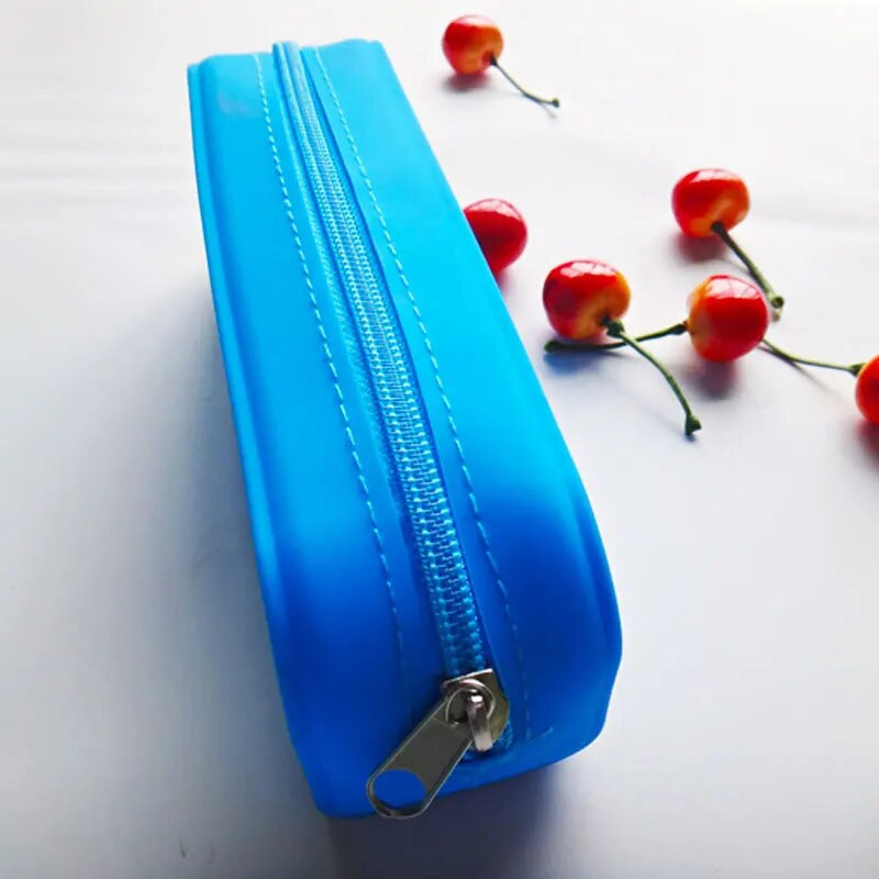 Veekindel pehme silikoonist pliiatsiümbris tõmblukk suure mahutavusega kontorikooli õpilaste lastepliiats kirjatarvete meigihoiukoti korraldaja