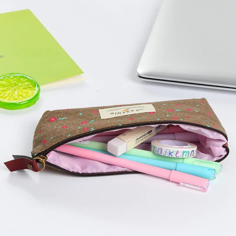 1 gab Kawaii zīmuļu futrālis ziedu audekls dāvanu Estuches skolas zīmuļu kastīte zīmuļu soma zīmuļu soma Skolas piederumi kancelejas preces