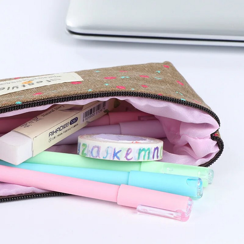 1 gab Kawaii zīmuļu futrālis ziedu audekls dāvanu Estuches skolas zīmuļu kastīte zīmuļu soma zīmuļu soma Skolas piederumi kancelejas preces