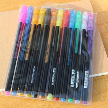 12 бр./компл. Гел химикалки Комплект бляскави гел химикалки Цветове Art DIY Ink Scrapbooking писалки за рисуване за училищен офис Оцветяване за възрастни