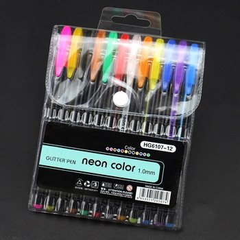 12 τμχ/Σετ Gel στυλό Σετ Glitter Gel Pens Colors Art DIY Ink Scrapbooking Στυλό σχεδίασης για σχολικό γραφείο Χρώμα για ενήλικες