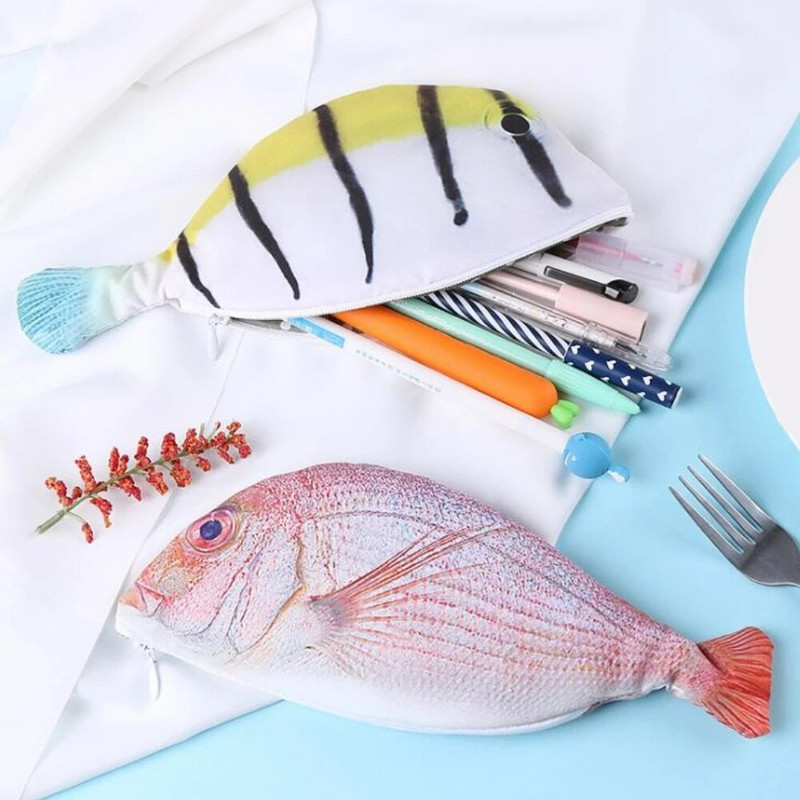 Creative Fish Penālis Lielas ietilpības zīmuļi Soma Smieklīgi skolas zīmuļu futrāļi Kancelejas piederumi Kawaii zīmuļu futrālis