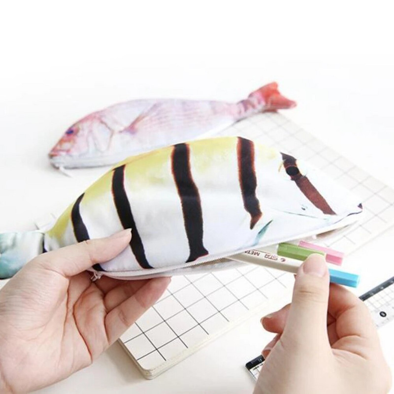 Creative Fish Penālis Lielas ietilpības zīmuļi Soma Smieklīgi skolas zīmuļu futrāļi Kancelejas piederumi Kawaii zīmuļu futrālis