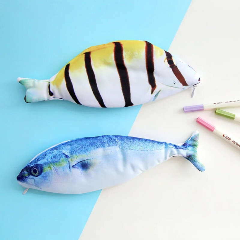 Creative Fish Penālis Lielas ietilpības zīmuļi Soma Smieklīgi skolas zīmuļu futrāļi Kancelejas piederumi Kawaii zīmuļu futrālis