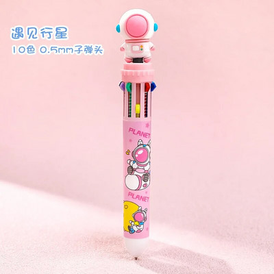 10 krāsu karikatūra Astronautu lodīšu pildspalva skolas kancelejas piederumi Papelaria Escolar daudzkrāsainas pildspalvas Kawaii kancelejas preces