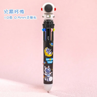 10 krāsu karikatūra Astronautu lodīšu pildspalva skolas kancelejas piederumi Papelaria Escolar daudzkrāsainas pildspalvas Kawaii kancelejas preces