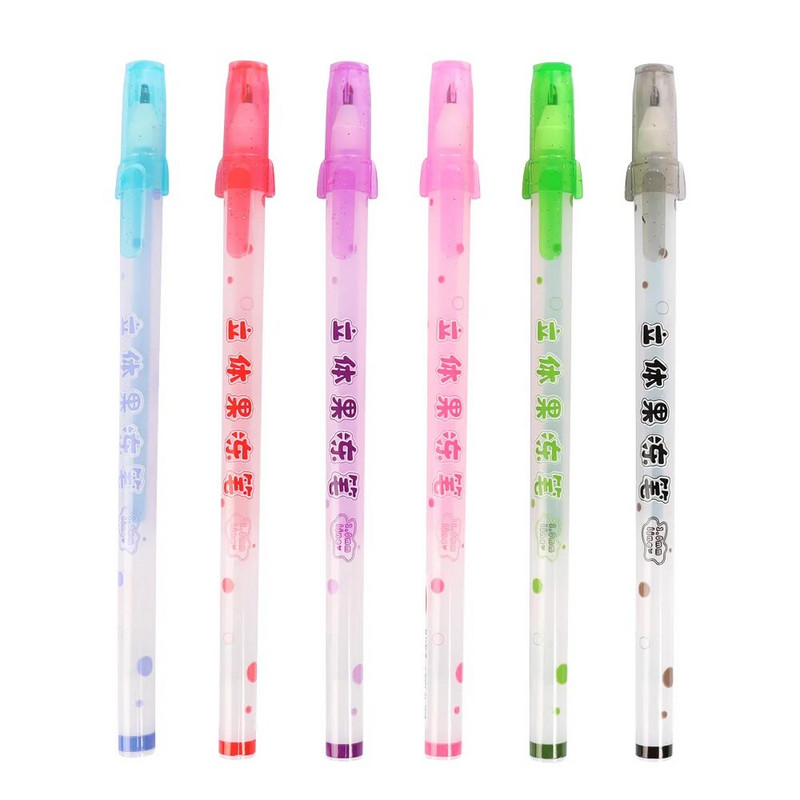 6Gb 3D glancēta želejveida tintes pildspalva Krāsaina Diy Fluorescent Graffiti Gel pildspalva Dāvana bērniem Skicēšanas marķieri Marķieri Rakstāmpiederumi