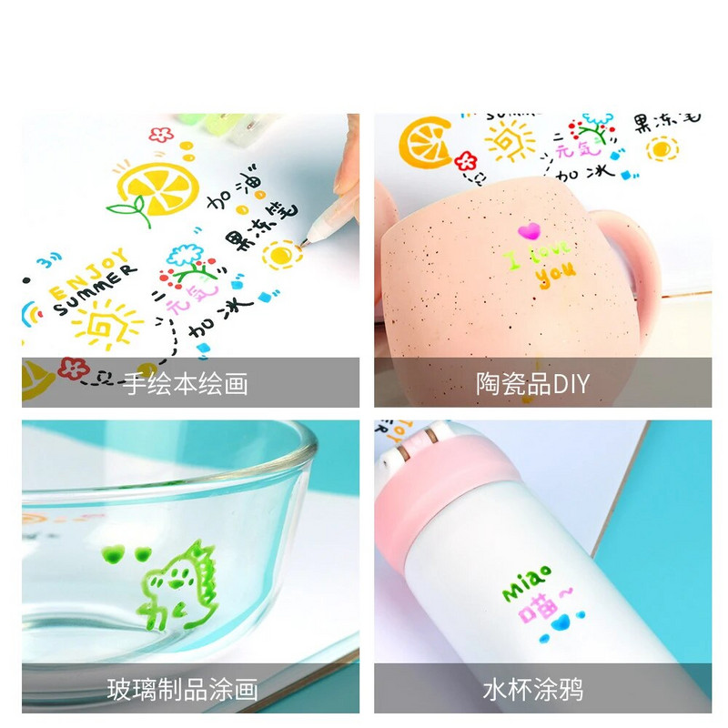 6Gb 3D glancēta želejveida tintes pildspalva Krāsaina Diy Fluorescent Graffiti Gel pildspalva Dāvana bērniem Skicēšanas marķieri Marķieri Rakstāmpiederumi