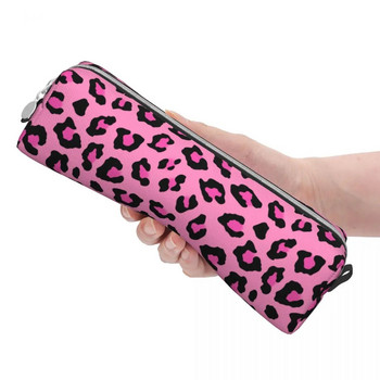 Розови леопардови калъфи за моливи с животински принт Забавна чанта с кутия за химикалки Студентски голям капацитет Офис козметични моливи