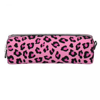 Roosa Leopard Animal Print pliiatsikarbid Lõbusad pliiatsikarbikott Õpilasele Suure mahutavusega kontorikosmeetilised pliiatsid