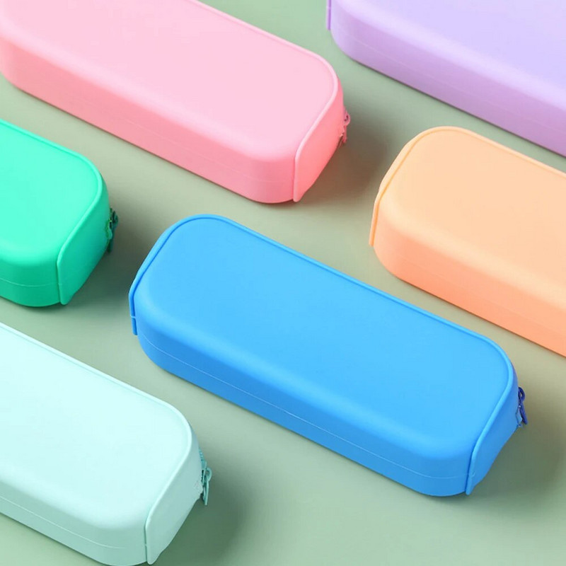 Vienkāršs silikona zīmuļu futrālis, ūdensnecaurlaidīgs lielas ietilpības pildspalvu kastīte, vienkrāsains studentu kancelejas piederumu soma Uzglabāšanas soma Skolas piederumi