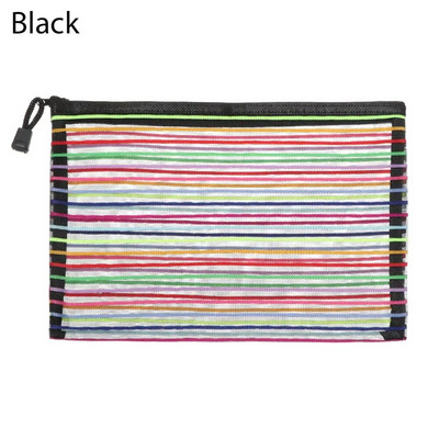 Paprastas vaivorykštės spalvos tinklinis dokumentų krepšys Daugiaspalvis raštinės reikmenų krepšys su užtrauktuku Nailoninis krepšys pieštukų dėklas Biuro mokykliniai reikmenys