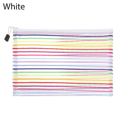 Paprastas vaivorykštės spalvos tinklinis dokumentų krepšys Daugiaspalvis raštinės reikmenų krepšys su užtrauktuku Nailoninis krepšys pieštukų dėklas Biuro mokykliniai reikmenys