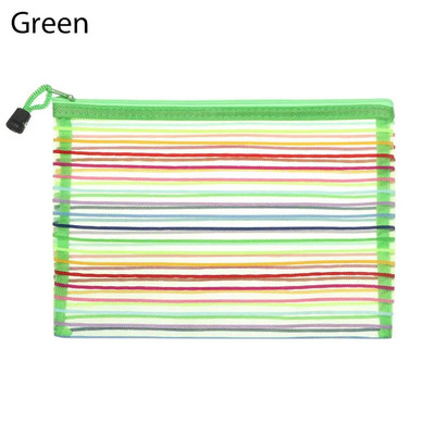 Paprastas vaivorykštės spalvos tinklinis dokumentų krepšys Daugiaspalvis raštinės reikmenų krepšys su užtrauktuku Nailoninis krepšys pieštukų dėklas Biuro mokykliniai reikmenys