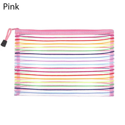 Paprastas vaivorykštės spalvos tinklinis dokumentų krepšys Daugiaspalvis raštinės reikmenų krepšys su užtrauktuku Nailoninis krepšys pieštukų dėklas Biuro mokykliniai reikmenys