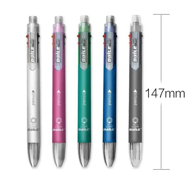 STONEGO radošā lodīšu pildspalva, krāsaina ievelkama lodīšu pildspalva, rakstāmpiederumu pildspalva 6 vienā